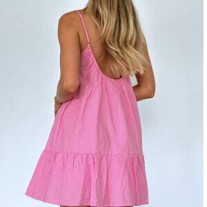 NWT White Fox Boutique She's The Boss Hot Pink Mini Babydoll Dress Size Medium